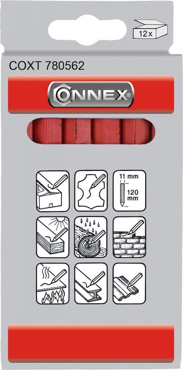 Connex COXT780562 Vettig Krijt Rood 12 stuks