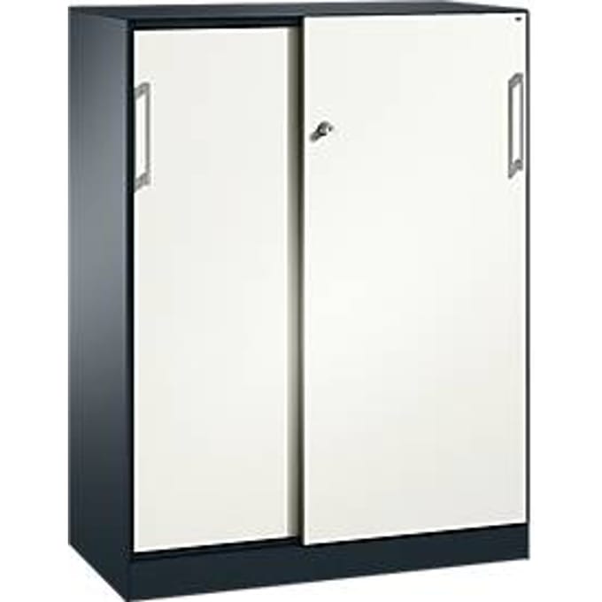 Schuifdeurkast ASISTO C 3000, 3 ordnerhoogten, met afdekplaat, breedte 1000 mm,