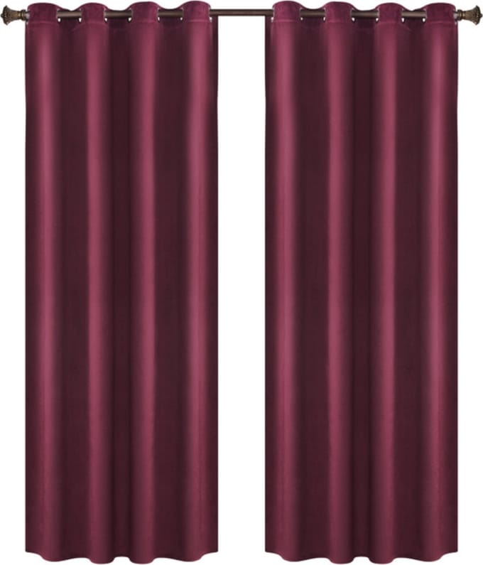 Bolt Edge Gordijnen - Set van 2 - Bordeaux - Verduisterend - Fluweel - Plooiband - 140x225cm
