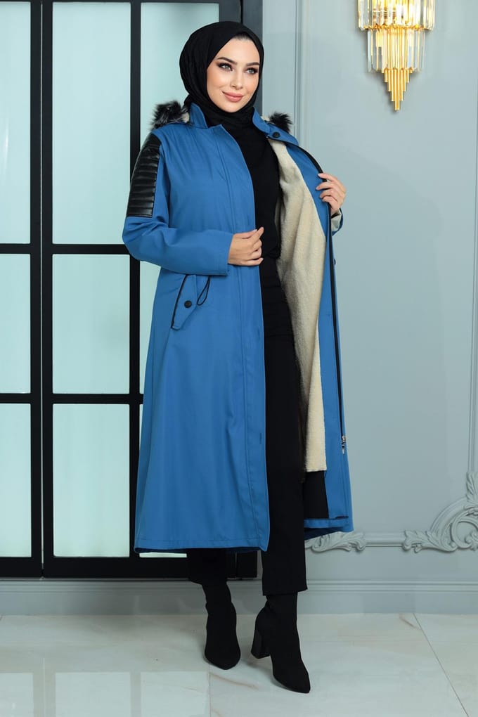 Garni Detailed Jas Blauw
