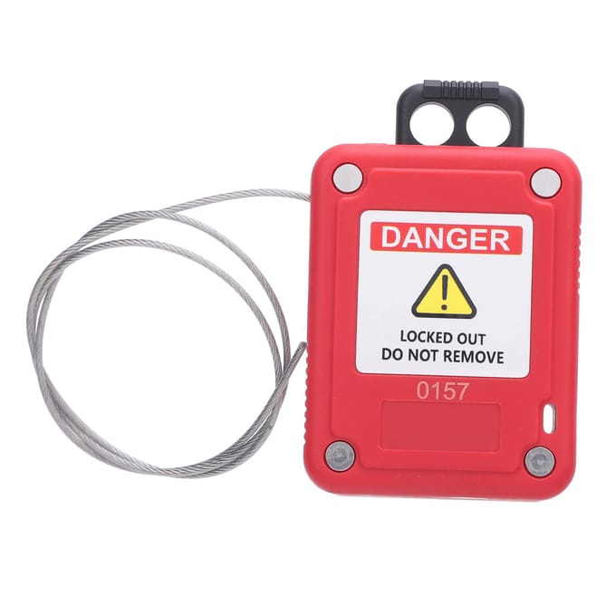Lockout Tagout Kabelslot Verstelbaar Zelfvergrendelend Staalkabelslot met Roestvrijstalen Kabel voor Elektrische Stroom white