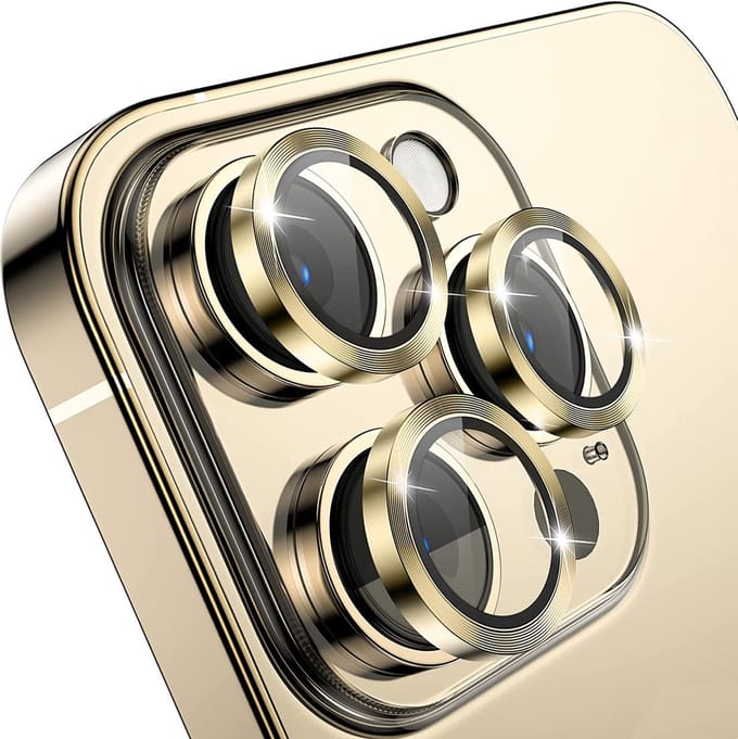 Casemania Camera Lens Glas Geschikt voor Apple iPhone 14 Pro Max - Gehard Glas Camera Protector - Goud