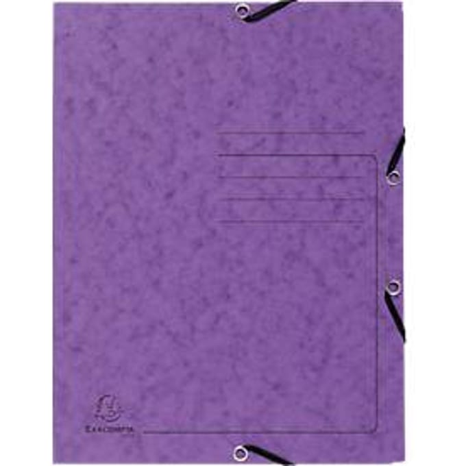Exacompta map, DIN A4, met elastiek, 3 kleppen, te labelen, Colorspan karton, 355 g/m², paars