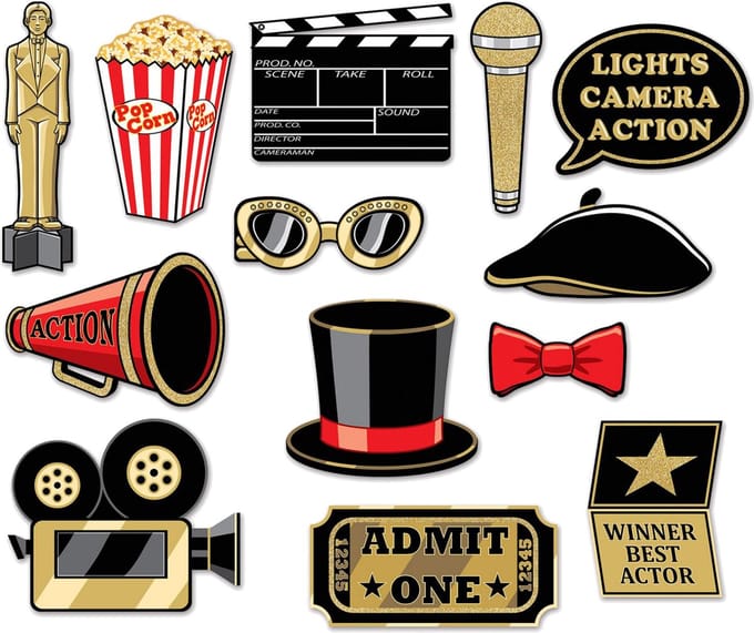 Foto prop set awards - 2x - 13-delig - Feestje/Party thema - Photobooth accessoires