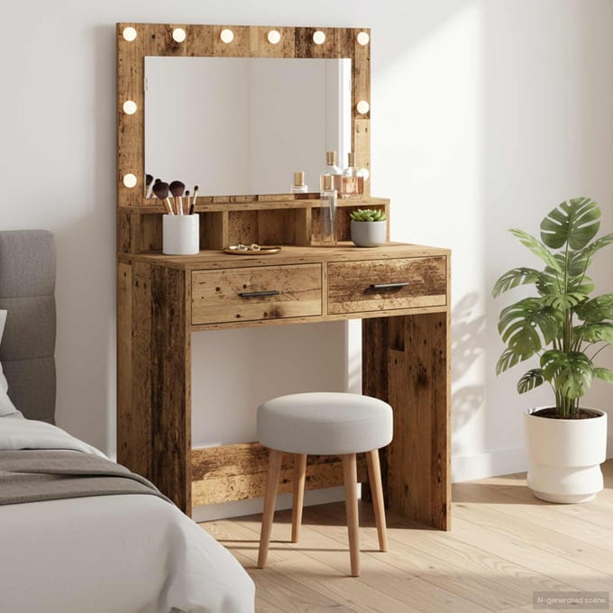 vidaXL - Kaptafel - Oudhout - 79 - x - 41 - x - 135 - cm - Bewerkt - hout