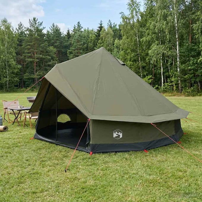 vidaXL - Familietent - 10-persoons - Leger - Groen - Polykatoen