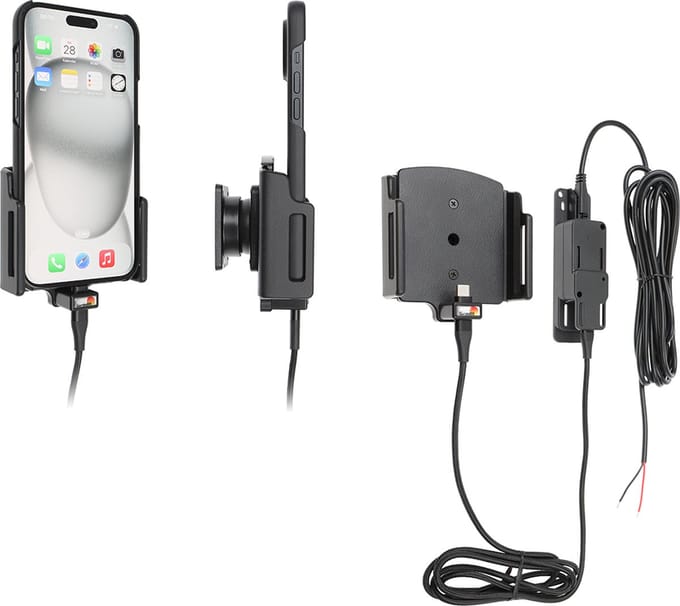 Brodit houder geschikt voor Apple iPhone 15 Plus / 15 Pro MAX Actieve verstelbare houder met vaste voeding