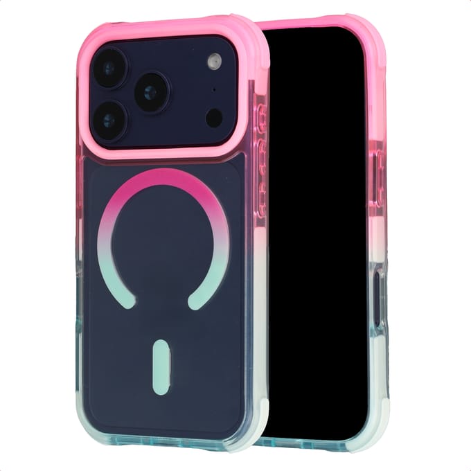 Selencia Hoesje - Geschikt voor Apple iPhone 17 Pro - Gradient Backcover - Roze / Blauw