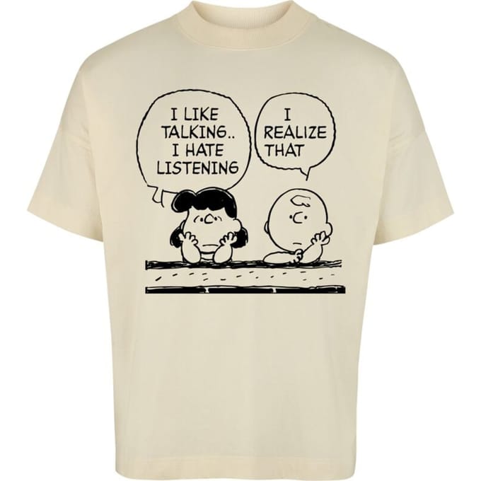 Peanuts Oversized T-shirt - Charlie Brown and Lucy - Oversized - XL tot 3XL - voor Mannen - ecru