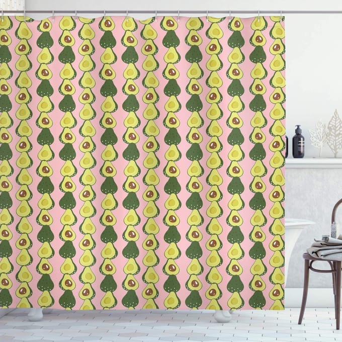 Abakuhaus – avocado-douchegordijn – 175×180 cm – blush multicolor