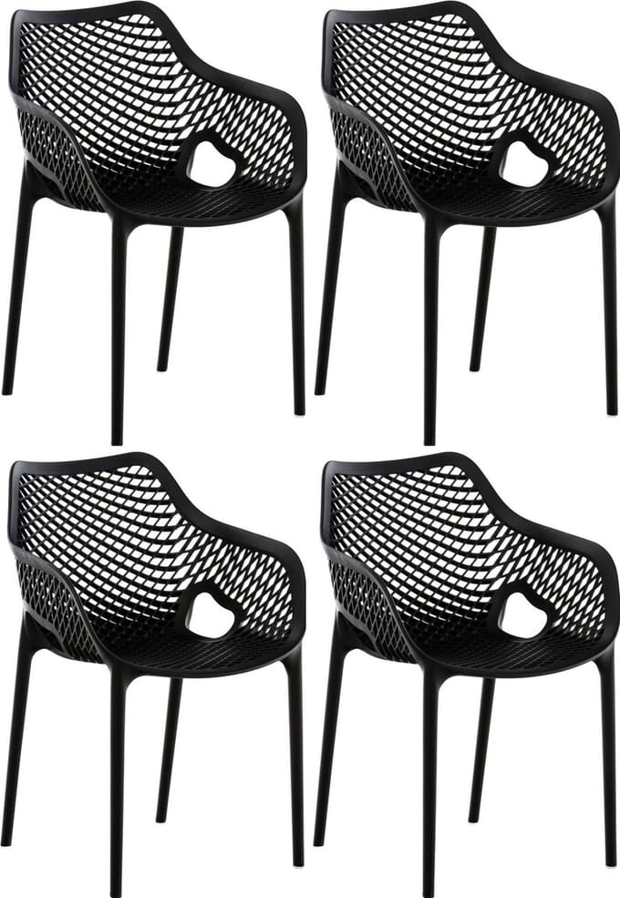 CLP Air XL Set van 4 Stapelstoelen - zwart