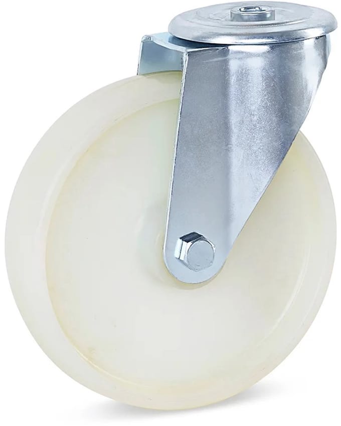 Nylon zwenkwiel met centraal gat - 200mm - 400kg