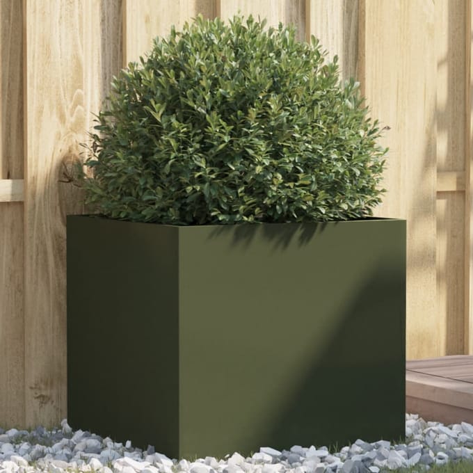 vidaXL - Plantenbak - 49x47x46 - cm - staal - olijfgroen