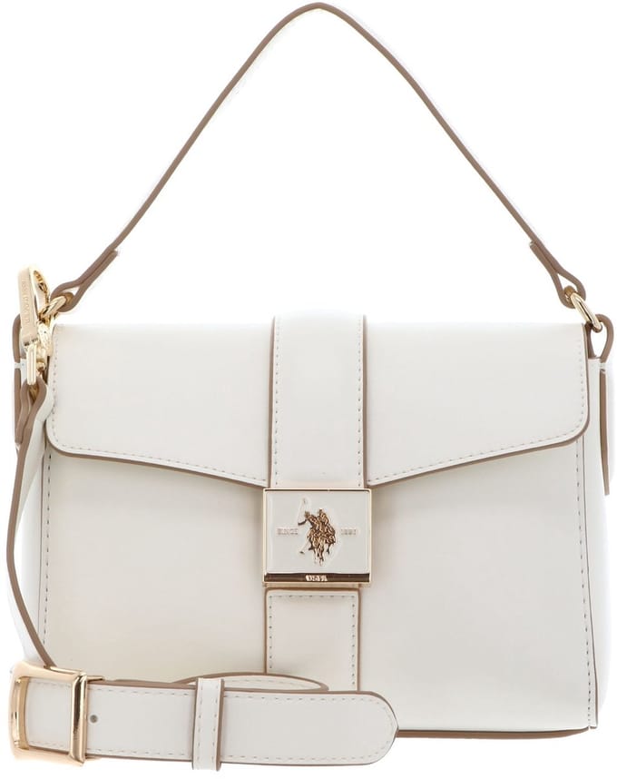 U.S. POLO ASSN. handtas schoudertas Margaret Flap Handle Bag Creme White crème