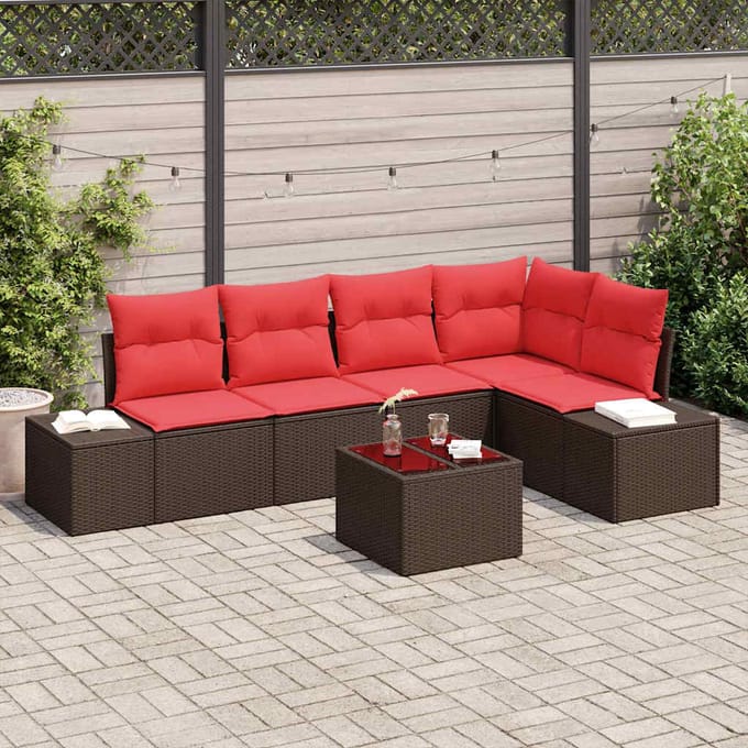 vidaXL Tuin Sofa Set 6 st Bruin poly rattan