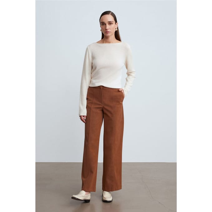 Hoge Taille Wijde Boucle Fake Suède Broek