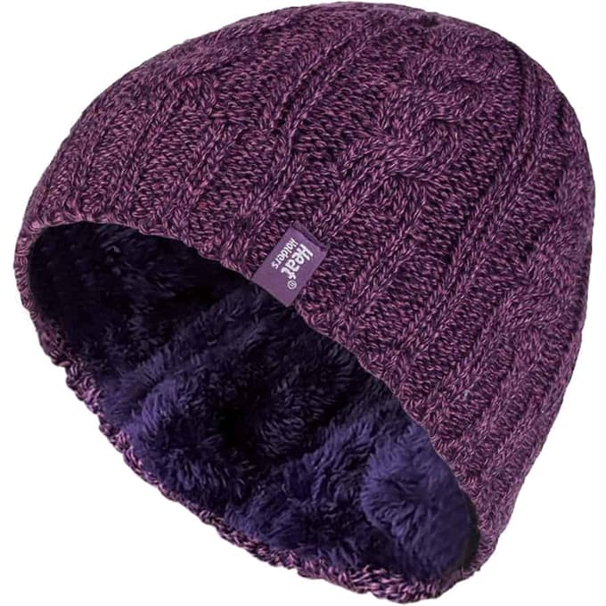 Heat Holders Thermische kabelgebreide wintermuts voor dames - Paars