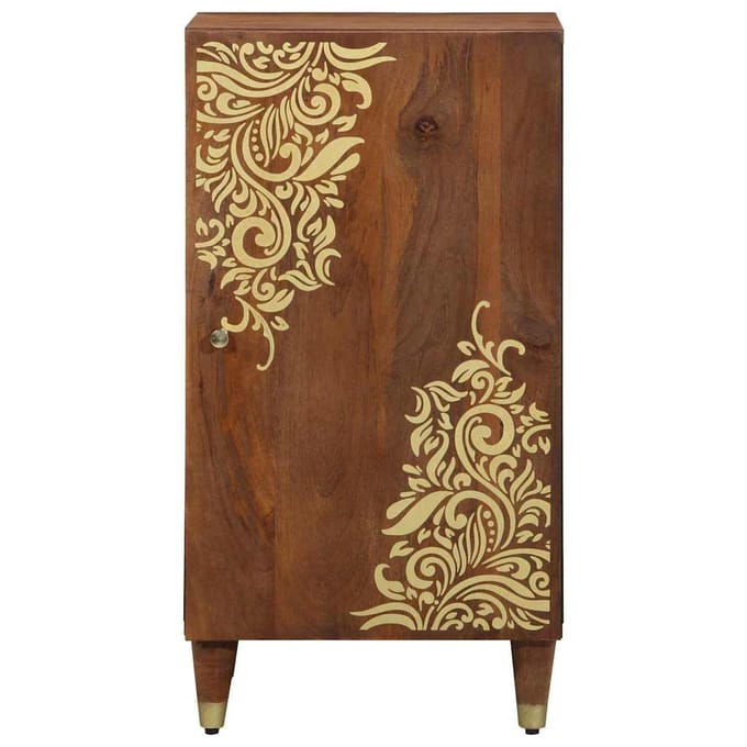 vidaXL - Dressoir - met - plank - Bruin - 40 - x - 33 - x - 75 - cm - Massief - Mango - Hout