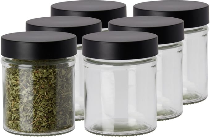 Excellent Houseware Kruidenpotjes - 6x stuks - 300 ml - glas - met rvs deksel - luchtdicht