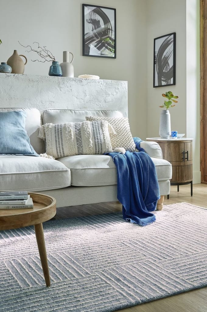 Flycarpets Laagpolig Vloerkleed Check Blue - Abstract - Blauw 80 x 150 cm