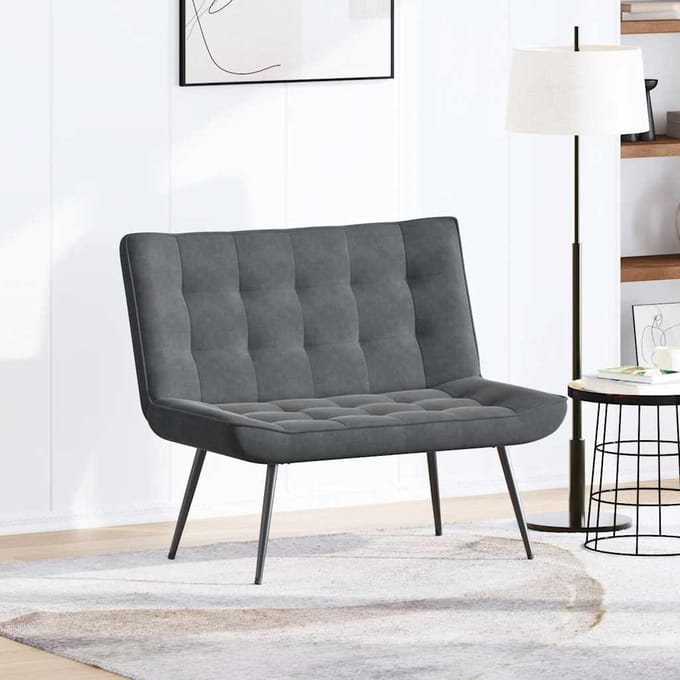 vidaXL - Bankje - 110x74x84 - cm - fluweel - donkergrijs