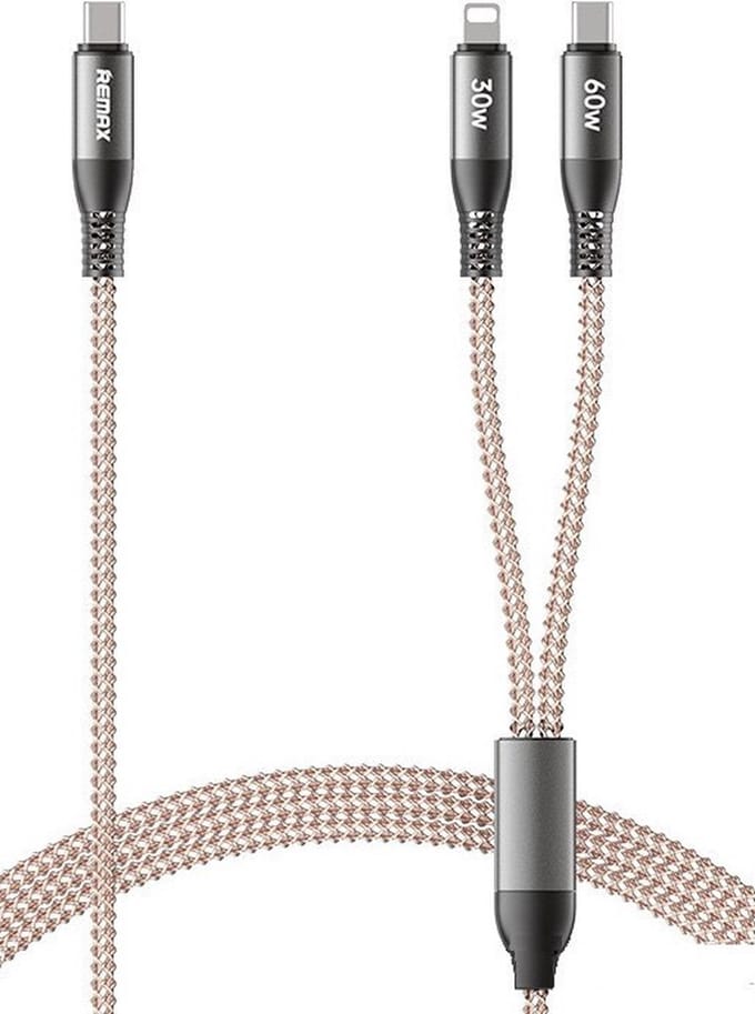 Remax RC-C003 - USB Kabel Iphone/Android - 2in1 - 65W - Data - Lichtgevende gradiënt