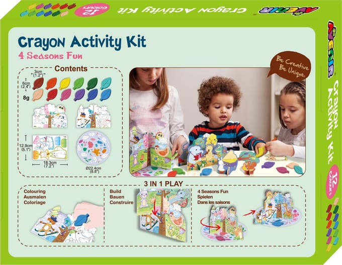 AVENIR Crayon Activity Kit - 4 Seizoenen - 12 Kleuren - Tekenpret - 3 Jaar