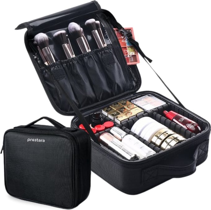 Prestara - Compacte make-up koffer - zwart - ideaal voor onderweg - maat S