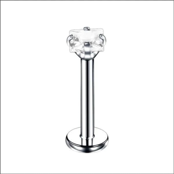 Transparante zirkonia labret piercing - staal - tragus en helix - 8mm