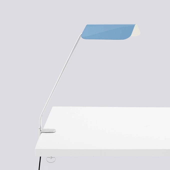 HAY klemlamp Apex, pastelblauw, hoogte 43 cm, E14, staal