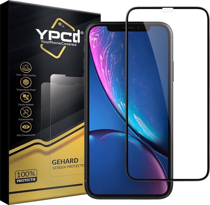 YPCd® Geschikt voor Apple iPhone XR Glass Screenprotector - Rand tot Rand