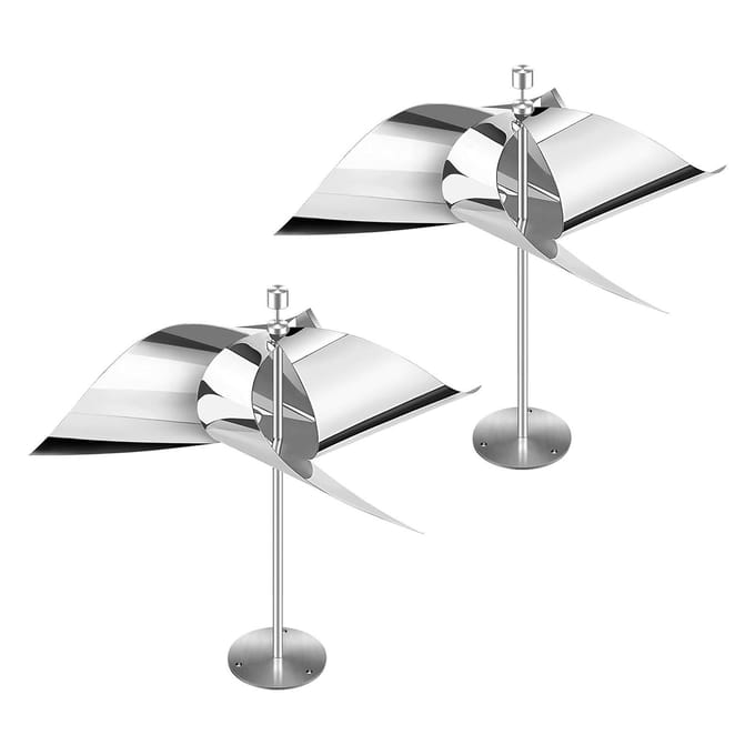 2 PIÈCES Dispositif Répulsif Réfléchissant à Vent Acier Inoxydable Multifonctionnel Répulsif Réfléchissant Rotatif pour Oiseaux pour Extérieur white