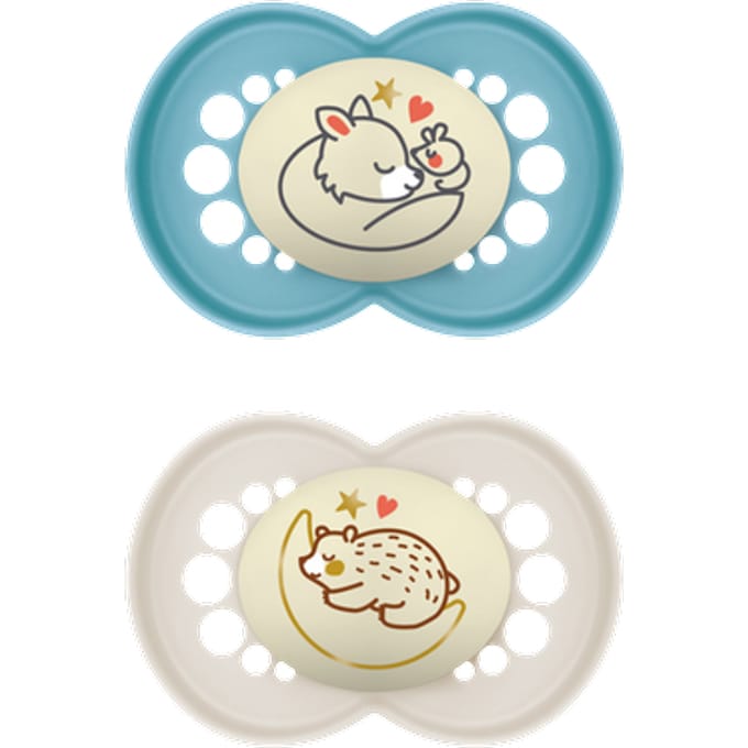 MAM Night Fox & Hedgehog Design 6M+ Fopspeen – 2 stuks