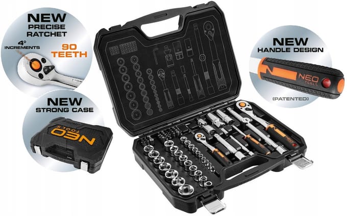 NEO Doppenkist 1/2" & 1/4" Set 73 Delen CrV - Gereedschap