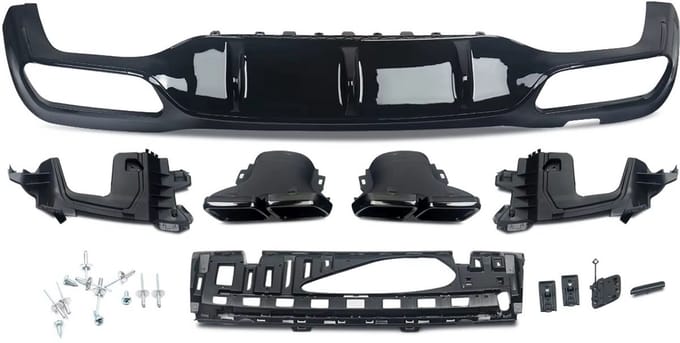 Diffuser Vireo - Achterbumper - Voor Mercedes W213 E-Klasse (2016-2020) - AMG E63 Stijl - Carbon Look - Auto Accessoires