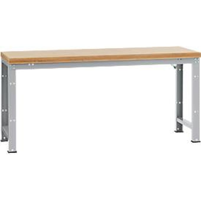 Manuflex werkbank Profi standaard, Tafelblad multiplex B 2000 x D 700, aluminium zilver
