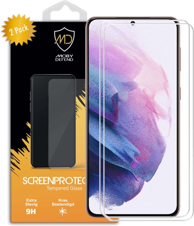 2-Pack MobyDefend Screenprotectors - Geschikt voor Samsung Galaxy S21 Plus (S21+) - Case-Friendly Screensavers - Gehard Glas