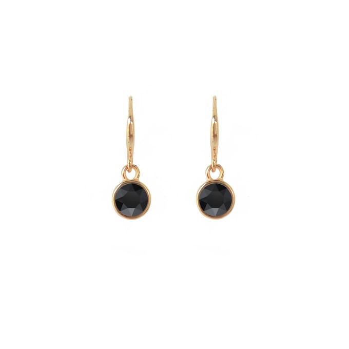Oorhangers Jet Black midi - Swarovski - Verguld
