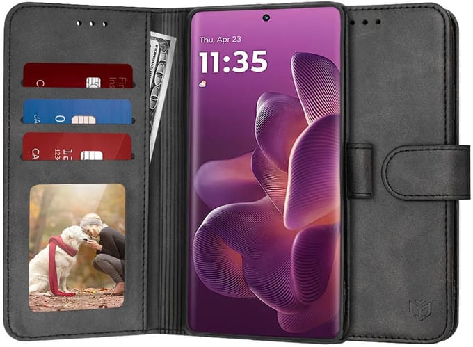 Hoesje geschikt voor Motorola Edge 60 Pro - Techsuit Diary Book Wallet Case - Zwart