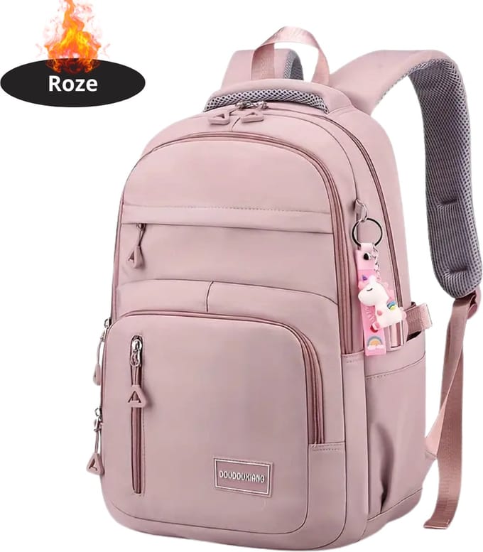 Nivard Rugzak - Dames - Heren - Meisje - Jongens - Backpack - Schooltas - Laptoptas - Roze
