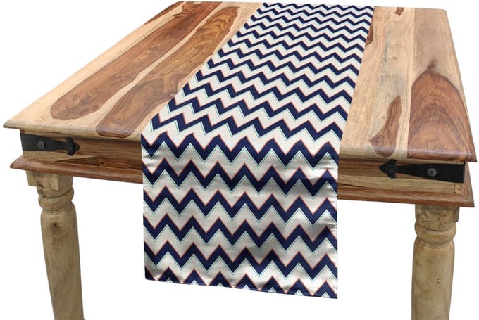 Zigzag-tafelloper – geometrisch retro – 40×180 cm – meerkleurig