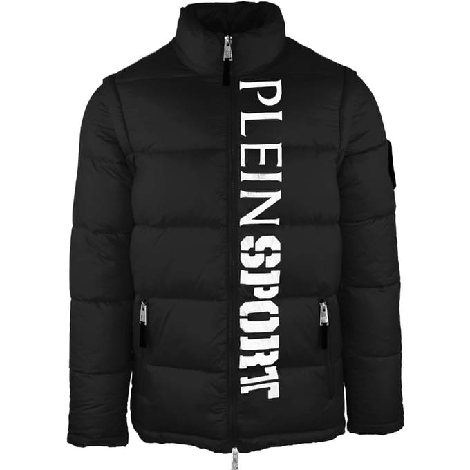 Plein Sport Vertical Logo Padded Black Jacket
