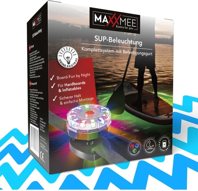 SUP VERLICHTING MET SPANRIEM - SUPBOARD LAMP – 12 RGB LEDS - DECORATIE