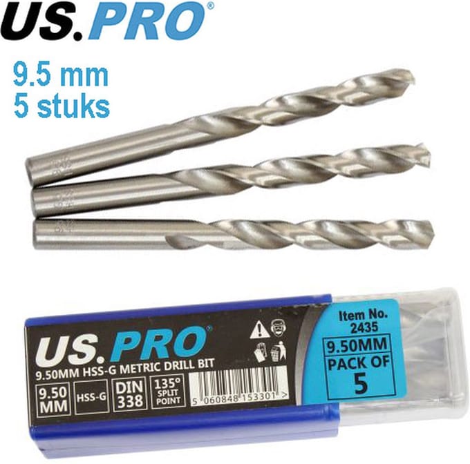 Metaal boren HSS-G 9.5 mm (5 stuks)