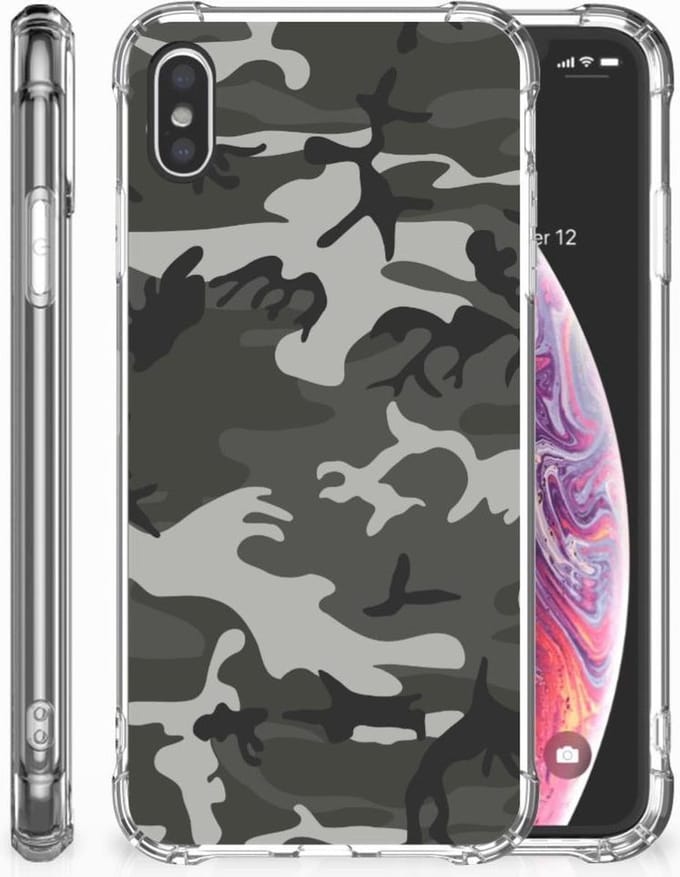 Apple iPhone Xs Max Doorzichtige Silicone Hoesje Army Light