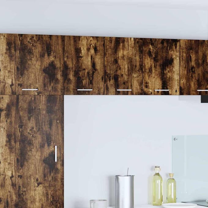 vidaXL - Hangkast - 2 - st - Gerookte - Eik - en - Wit - Bewerkt - hout