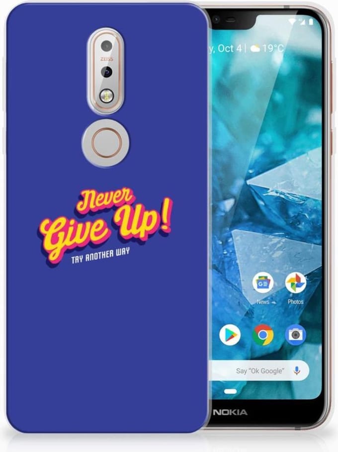 Nokia 7.1 Siliconen hoesje met naam Never Give Up