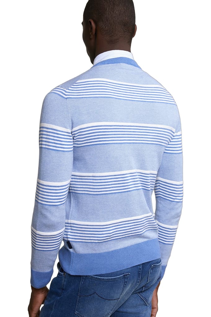 River Woods Custom Fit Cotton Striped Crew Neck Pullover Lt Hamptons Mix Taglia: S | Maglioni a maglia Outlet | Uomo