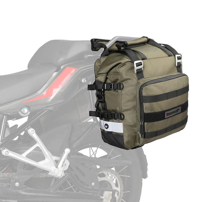 Sac de moto en Polyester 20L, grande capacité, sac de selle latéral universel avec amovible et étanche vert d’armée