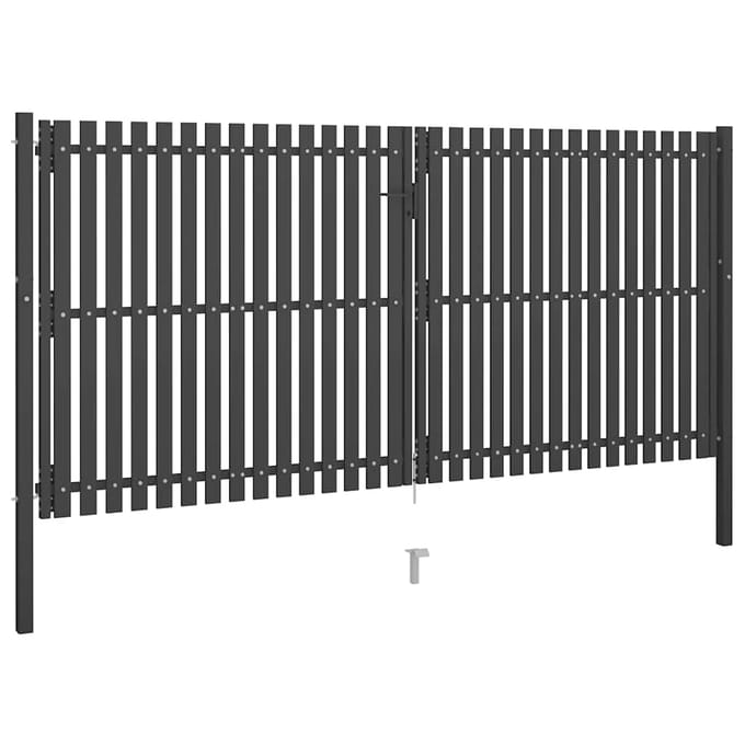 vidaXL - Tuinhekpoort - staal - 400x175 - cm - antraciet